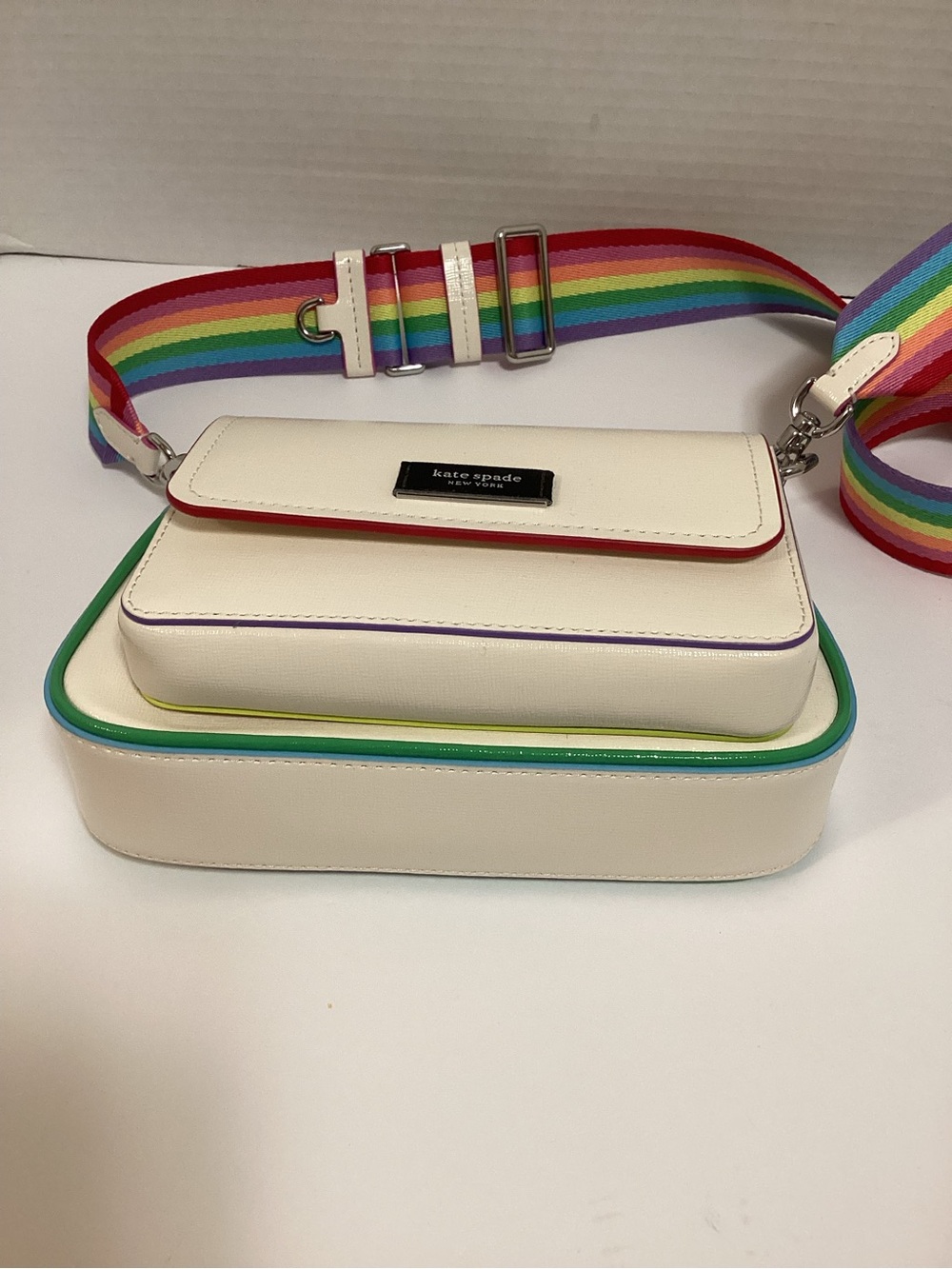 kate spade White Crossbody Two Bag Combo with Rainbow Strap, NWOT - Picture 4 of 16